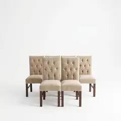 GENERICO - Pack de 6 sillas beige felpa capitone
