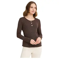 LORENZO DI PONTTI - Polera Manga Larga Mujer Café