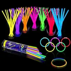 GENERICO - 100 pulseras fluorescentes neón que brillan en la oscuridad para eventos