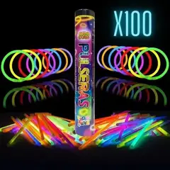 GENERICO - 100 pulseras fluorescentes para fiestas neon que brillan en la oscuridad