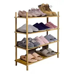 GENERICO - Organizador para zapatos de bambú con 4 niveles para mueble