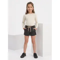 KIBOU - Short Ecocuero Niña Símil Cuero Con Cordón Ajustable