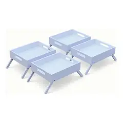 GENERICO - Set de bandejas blancas con patas para desayunos y regalos