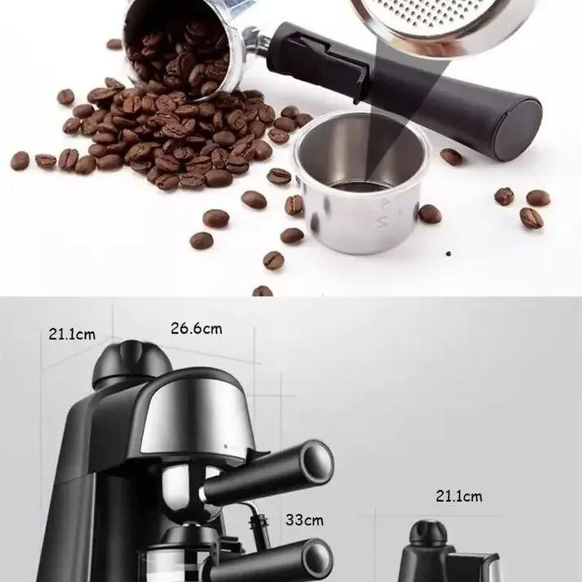 GENERICO - Cafetera espresso a vapor con sistema de espuma para café