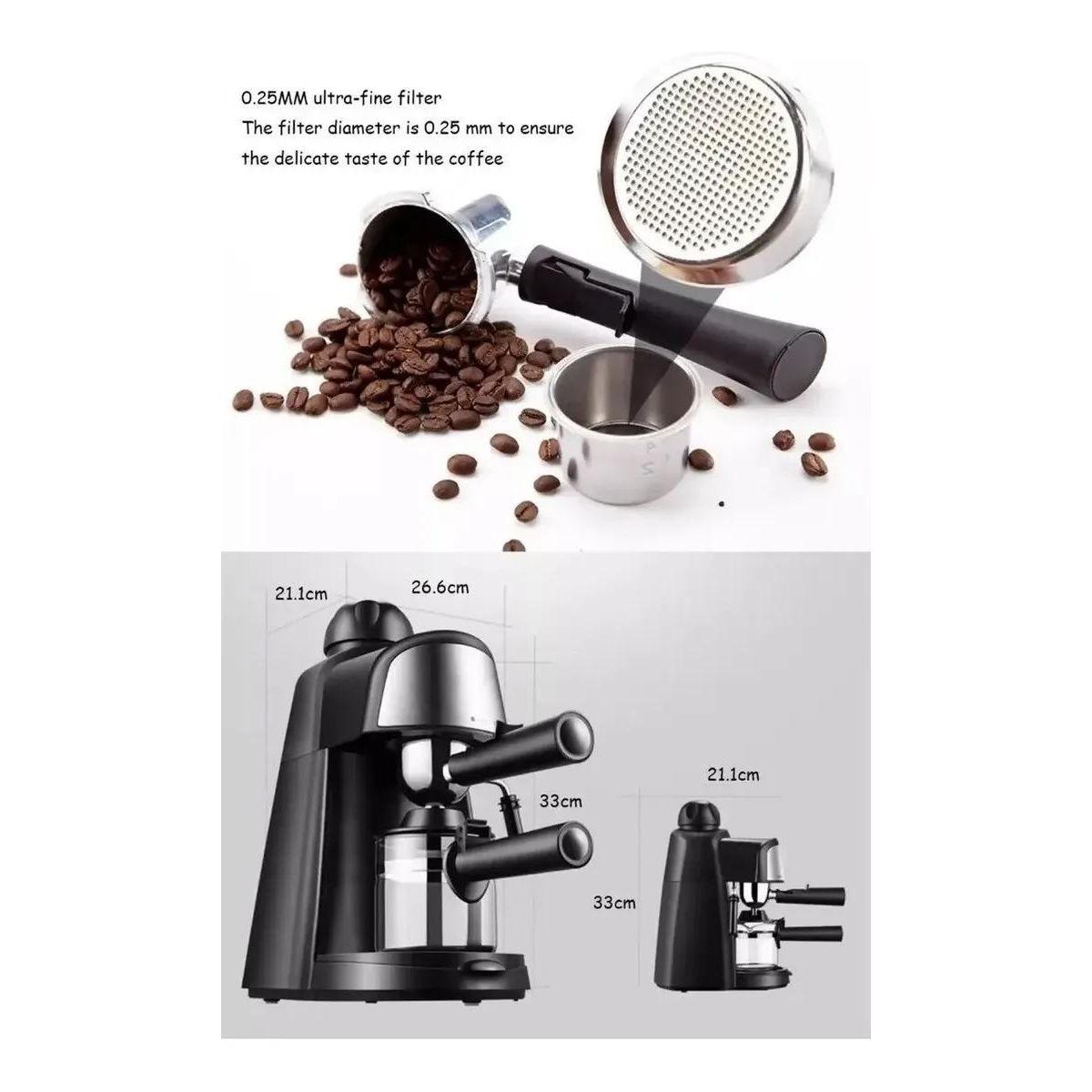 GENERICO - Cafetera espresso a vapor con sistema de espuma para café