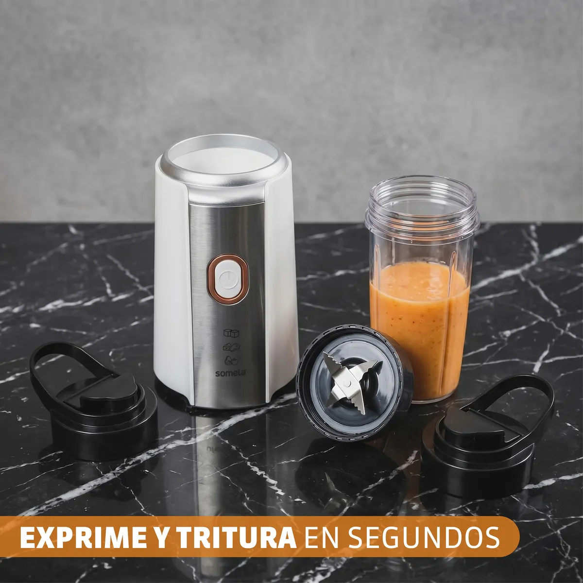 SOMELA - Licuadora Personal Somela PB260 Nutriexpert Blanco 0,6 Lts – 500 W