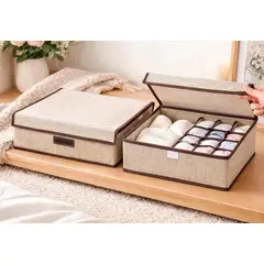 GENERICO - Caja organizadora multiuso para hogar y objetos pequeños beige