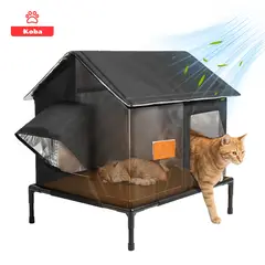 KOBA - Casa Térmica Para Gatos Michis Tipo Carpa Impermeable Resistente Al Viento y Lluvia Color Negro