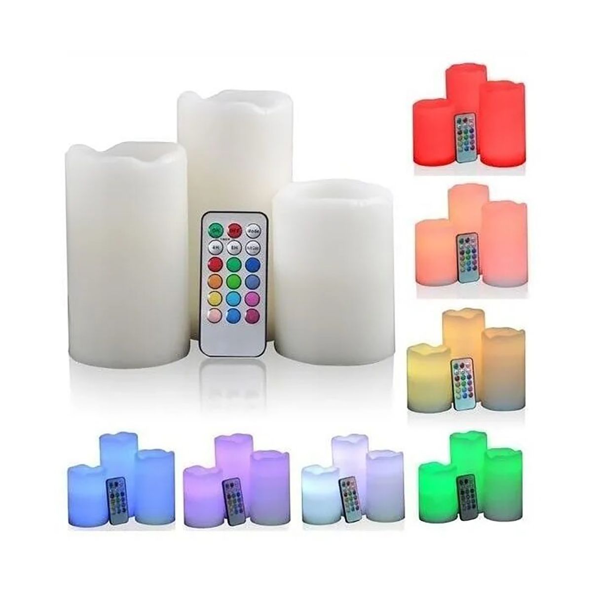 GENERICO - Set De 3 Velas Led Con Control Remoto Electronicas