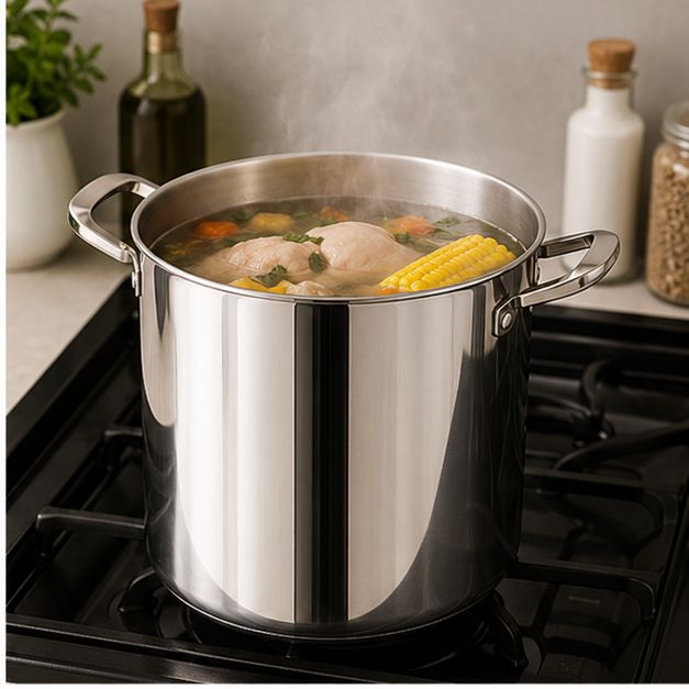 GENERICO Olla Fondo Grande Con Tapa Acero Cocina Hogar 30 Litros