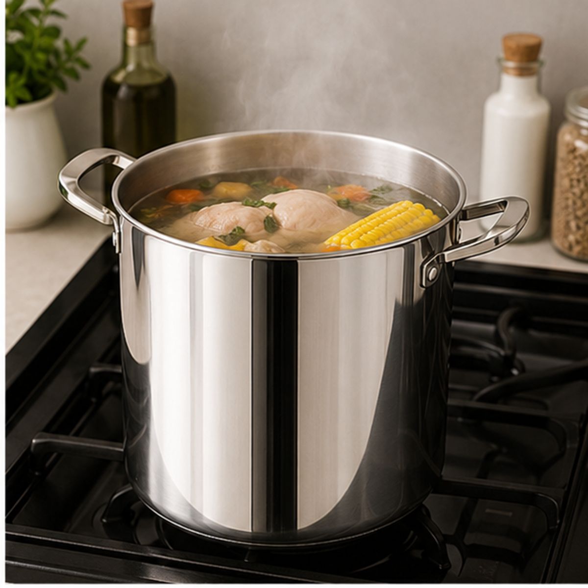 GENERICO - Olla Fondo Grande Con Tapa Acero Cocina Hogar 30 Litros