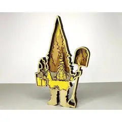 GENERICO - Figura decorativa de duende navideño en madera para fiestas