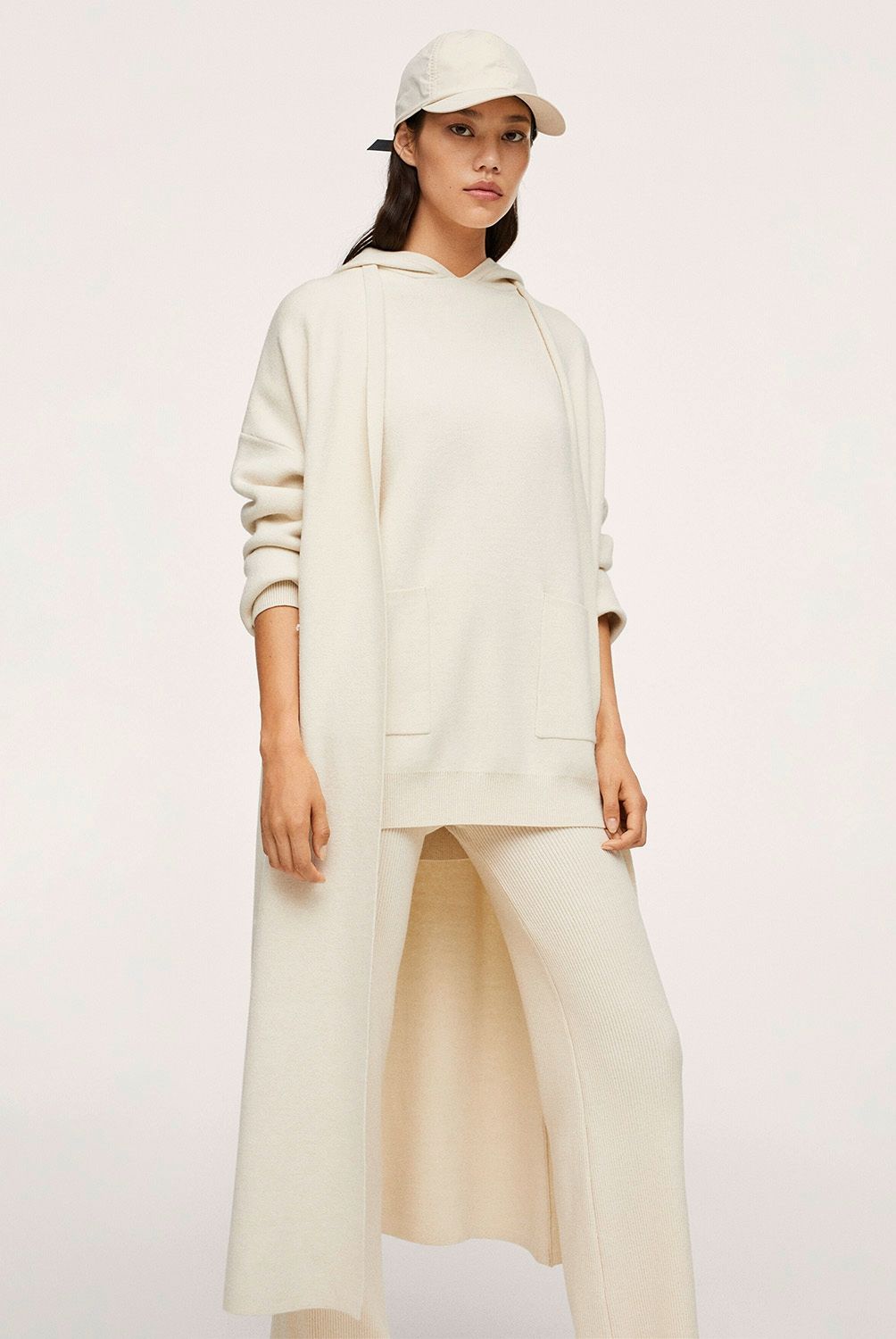 MANGO - Chaleco Largo Punto Walsh Mujer