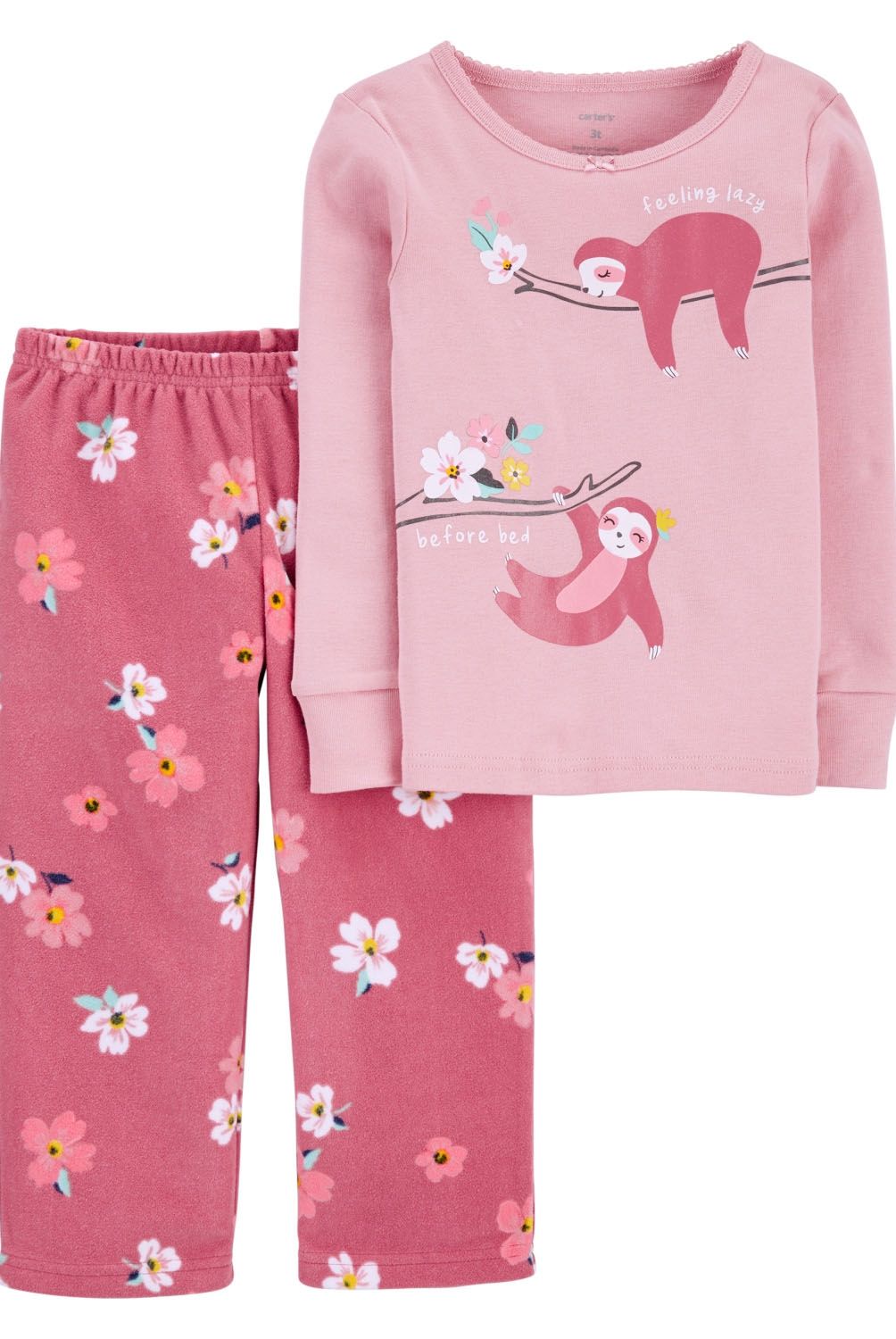 CARTER'S - Conjunto 2 Piezas Pijama Algodón Perezoso Bebe Niña