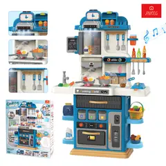 ANIKIDS - Cocina De Juguete Para Niños 105pcs Kitchen Multifuncional Extragrande 102cm Color Azul