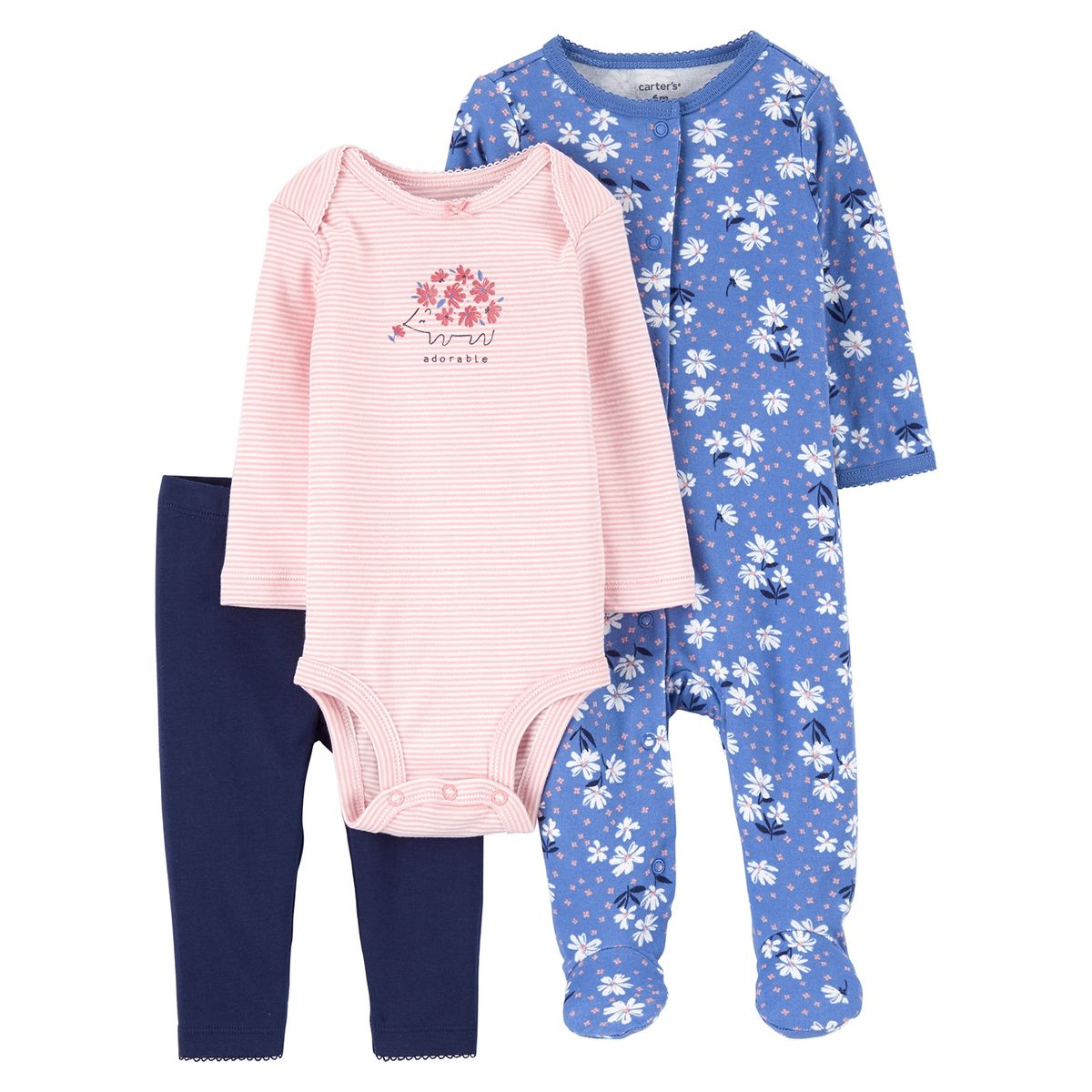 CARTER'S - Carter´s Conjunto 3 Piezas Pijama, Body y Pantalón Bebé Niña