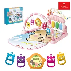 ANIKIDS - Alfombra Gimnasio Musical Con Piano Didáctico Para Bebé Gráfica Oso Color Rosa