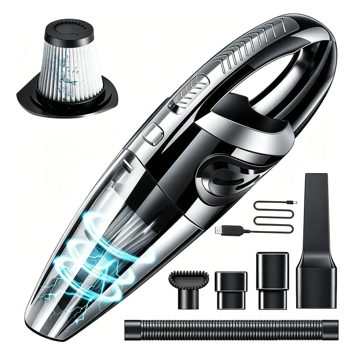 TSKY CHILE SHOPPING - Aspiradora de Mano sin Cable Potente, Aspiradora De Mano Portátil Para Auto Y Hogar 120w - Nuevo