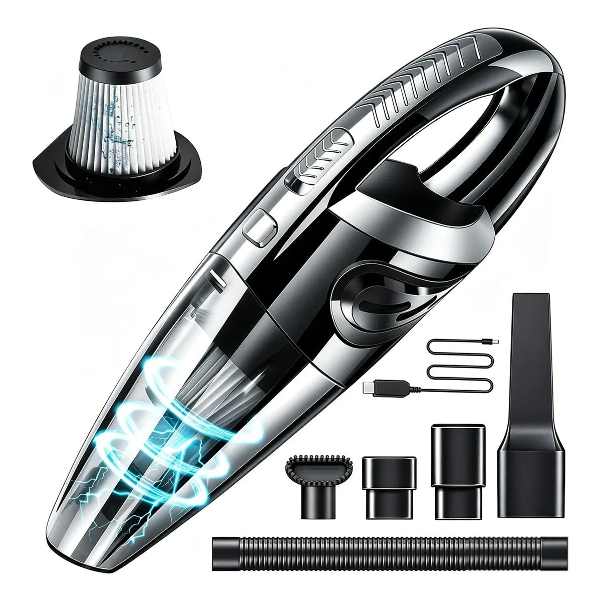 TSKY CHILE SHOPPING - Aspiradora de Mano sin Cable Potente, Aspiradora De Mano Portátil Para Auto Y Hogar 120w - Nuevo