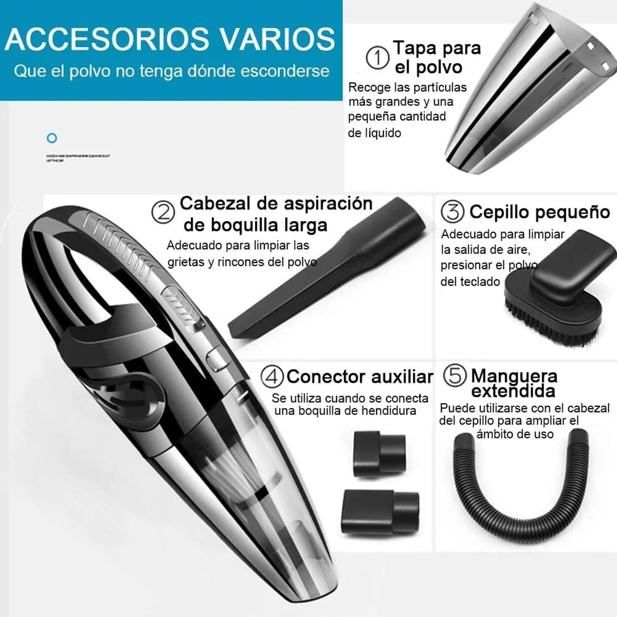 TSKY CHILE SHOPPING - Aspiradora de Mano sin Cable Potente, Aspiradora De Mano Portátil Para Auto Y Hogar 120w - Nuevo