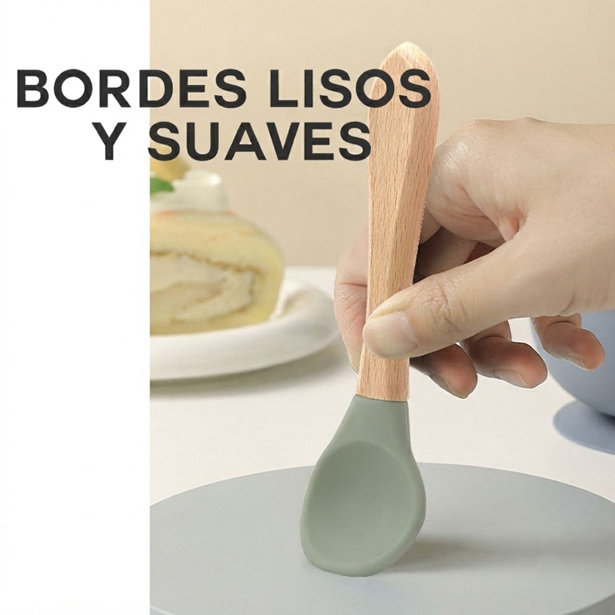 BABYMINE - Set De Alimentación Silicona Bebé 4 Piezas BABYMINE Silicona BPA Free Ventosa Verde