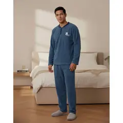LIKE SHOP - Pijama Polar Hombre Invierno 2 Piezas Calidad Premium Liso 4064