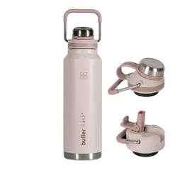 BUFFER FLASK - Termo Botella Agua Termica Buffer Acero Inoxidable 1 Litro - Negro - Rosa