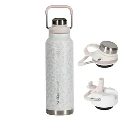 BUFFER FLASK - Termo Botella Agua Termica Buffer Acero Inoxidable 1 Litro - Negro - Blanco