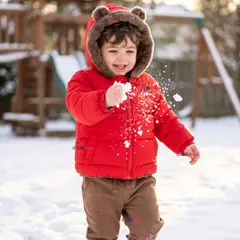 UTILISIMO - Parka Osito Con Capucha Manga Larga Rojo Niño Infantil
