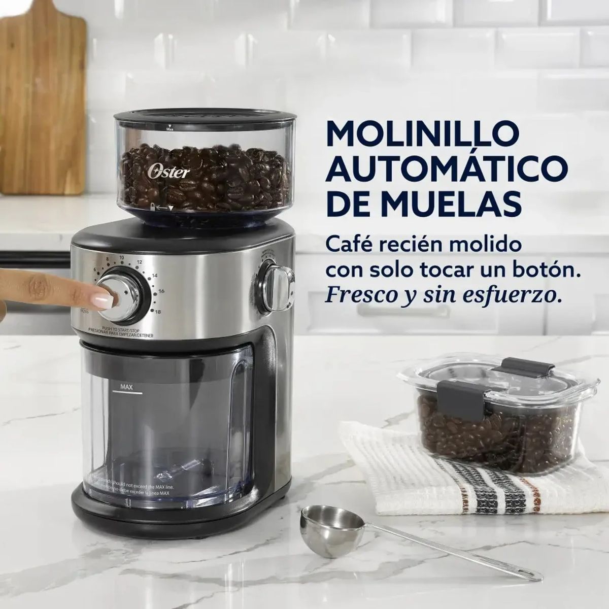 OSTER - Molinillo Café Oster Automático De Muelas 18 Configuraciones Gris