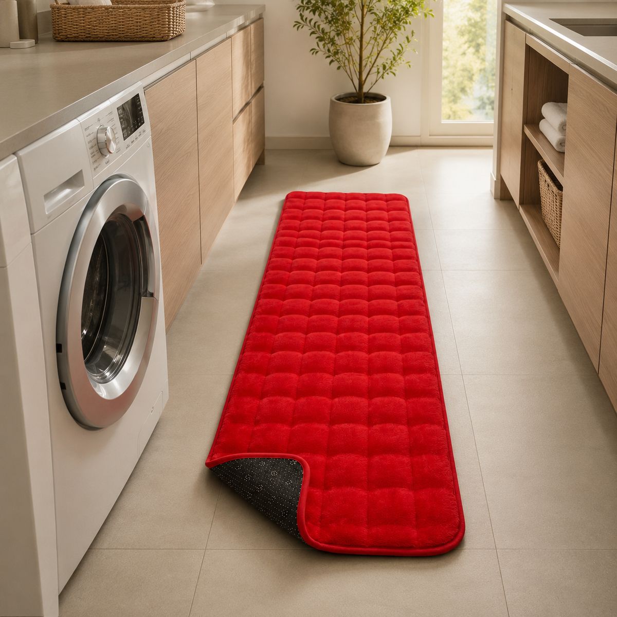 ARMONIA - Alfombra Pasillera Peluda Bajada De Cama - Rojo Modelo 602
