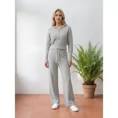 LIKE SHOP - Conjunto 2 Piezas Mujer Tejido Lanilla Texturizado Sweater + Pantalón Cierre 5097
