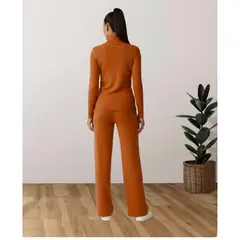 LIKE SHOP - Conjunto 2 Piezas Mujer Tejido Lanilla Texturizado Sweater + Pantalón Cierre 5097