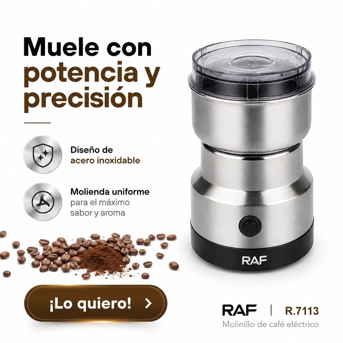 DOPA - Molinillo De Café Moledor Eléctrico Premium 4 Aspas 300w Raf