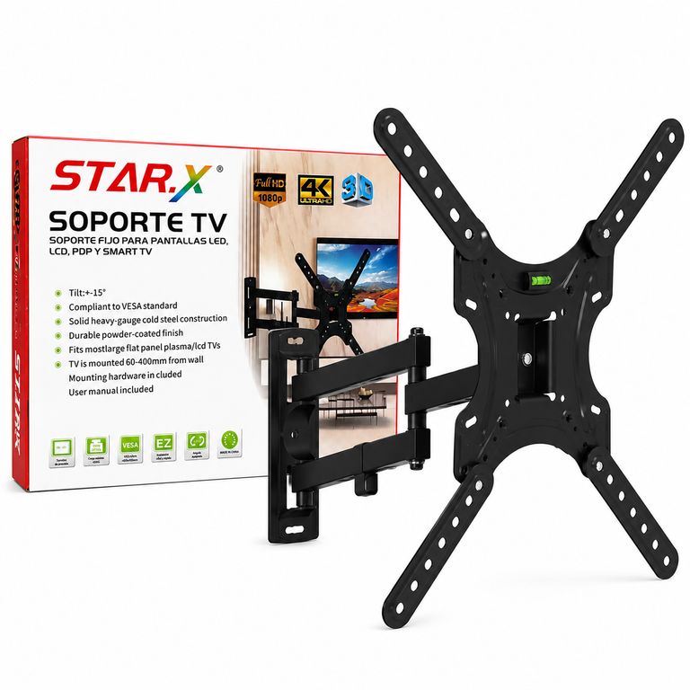 STAR Soporte TV Mural Inclinable STAR.X para Televisores LED LCD Smart TV de 26 a 65 Pulgadas
