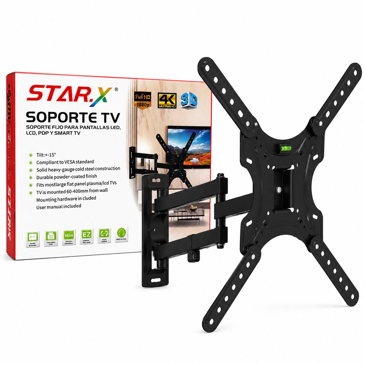 STAR - Soporte TV Mural Inclinable STAR.X para Televisores LED LCD Smart TV de 26 a 65 Pulgadas