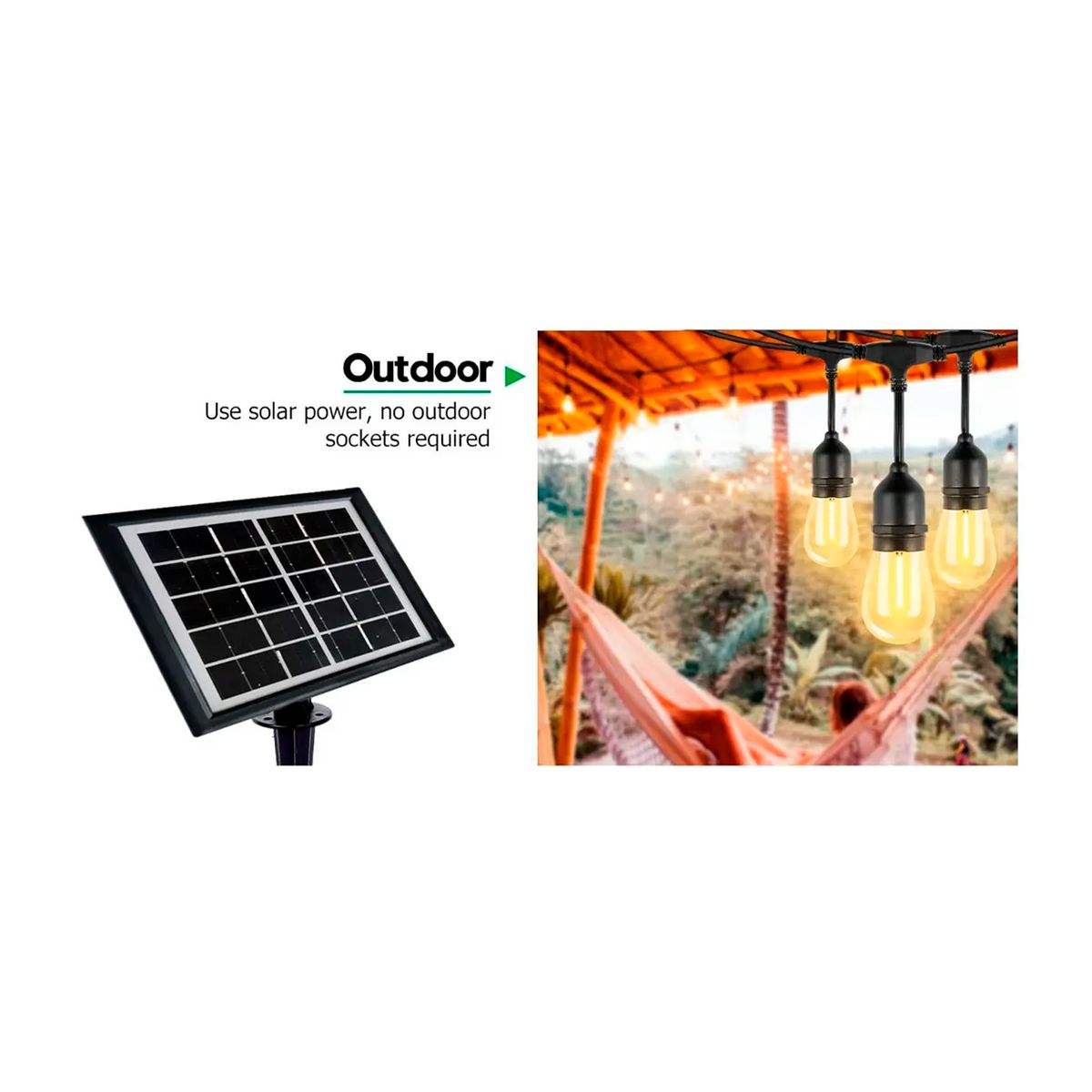 OFERTABKN - Guirnalda Led 10 Mtrs Panel Solar 10 Ampolletas Impermeable