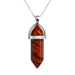 GENERICO - Collar Punta Obsidiana Caoba Natural con Cadena Plata 925