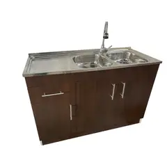 GENERICO - Kit Lavaplatos con mueble 120x50 Doble Chocolate Secador Izquierdo