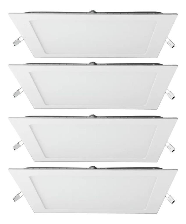 Pack 4 Panel Led Foco Plafon Backlite Emb Cuadrado 18w 4500k Blanco