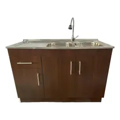 GENERICO - Kit Lavaplatos con mueble 120x50 Doble Chocolate Secador Izquierdo