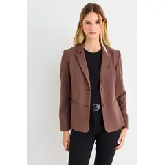 ASH - Blazer Liso De Linea Clasica Mujer Café