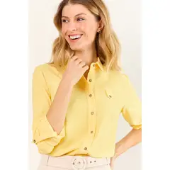 MA GRIFFE - Blusa Camisera Mujer Amarillo