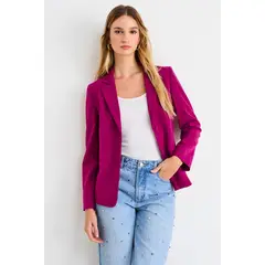 ASH - Blazer Liso De Linea Clasica Mujer Fucsia