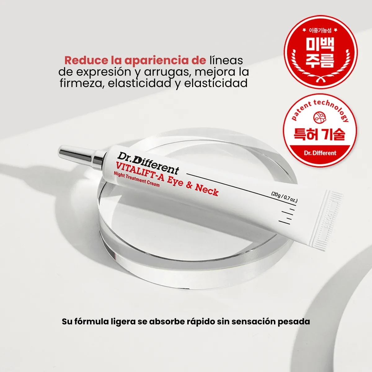 DR DIFFERENT - Crema Antiarrugas Retinal Coreana para cuello y contorno de ojos - 20g