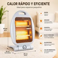 GENERICO - Calefactor Eléctrico Halógeno Portátil Estufa 800W Rejilla