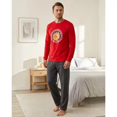 NICKELODEON - Pijama Hombre Algodón Estampado Garfield Rojo