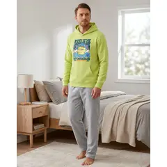 NICKELODEON - Pijama Hombre Franela Estampado Bob Esponja Verde