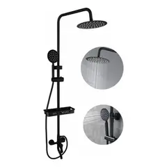 AMBM SHOP - Hermosa Columna De Ducha Circular Negra Mate 3 Funciones