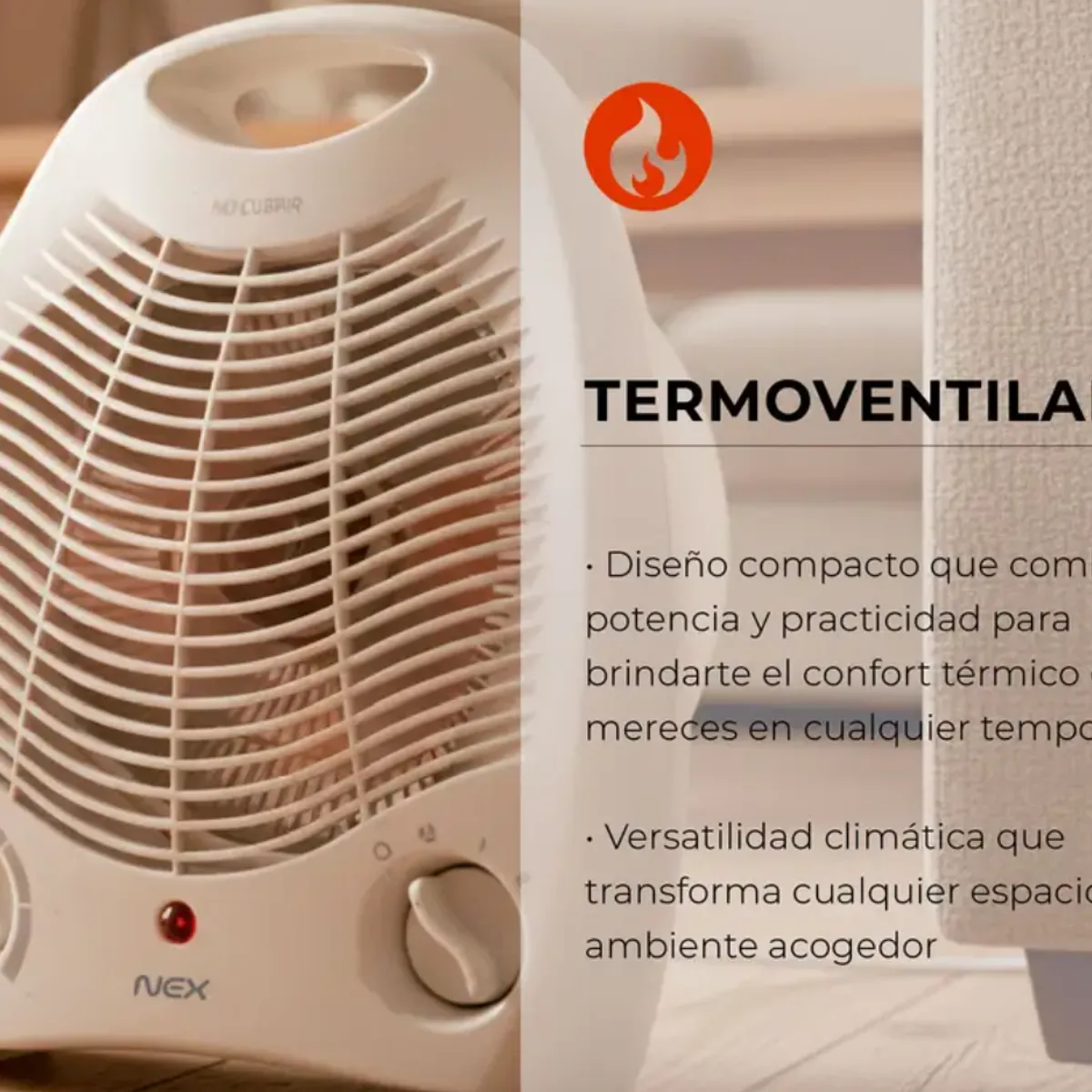 NSCOMPANY - Termo ventilador Nex Blanco Protección Sobrecalentamiento